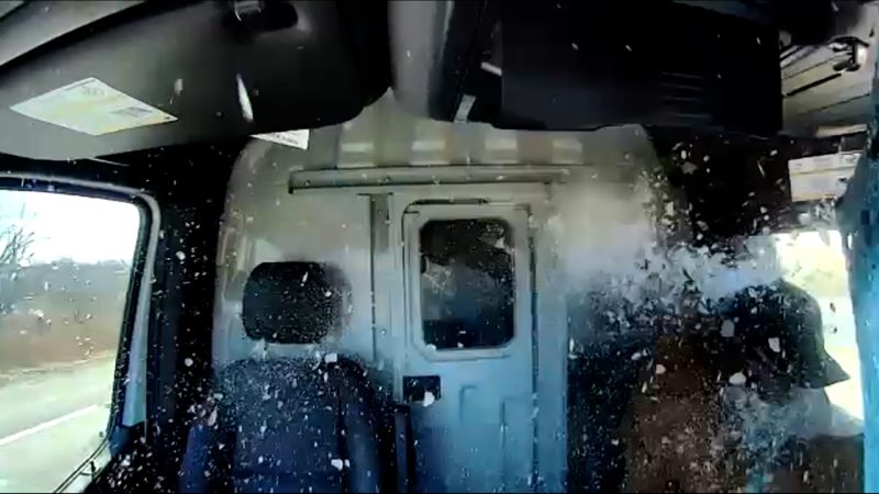 Massive Ice Chunk Crashes Through Truck Windshield